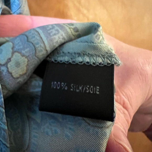 Lafayette 148 New York Button Up Short Muted Paisley Silk Long Sleeve Blouse 6 - Picture 8 of 15